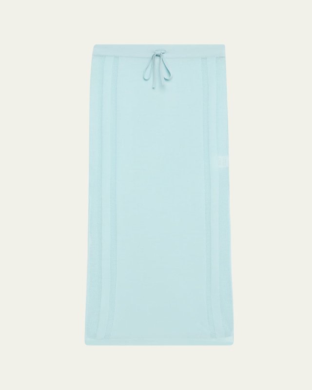 Brompton Drawstring Pointelle Cashmere Midi Skirt